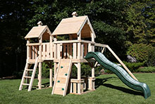 Wooden swing set lemonade stand.